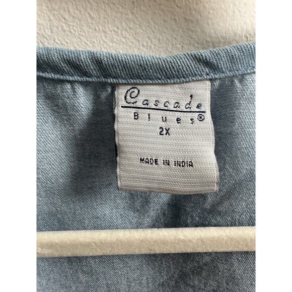 Cascade Blues Patchwork Woven Vest 90's Teachercore Crafty Unique Grannycore 2X - Picture 2 of 7